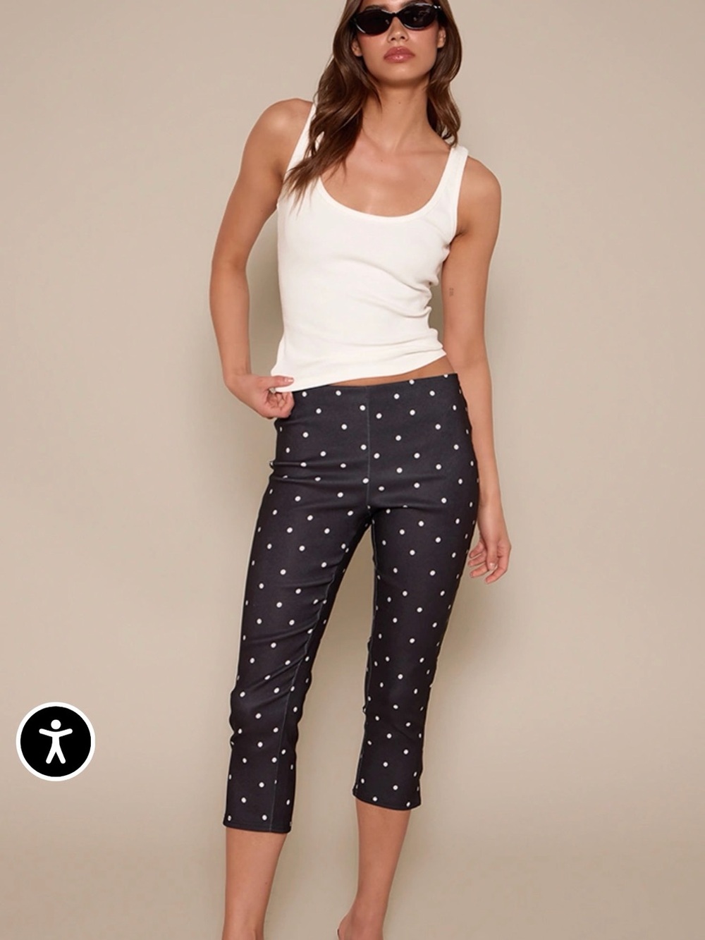 Polka Dot Capri Pants - Black & White